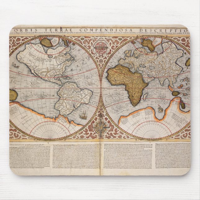 Double Hemisphere World Map, 1587 Mouse Mat (Front)