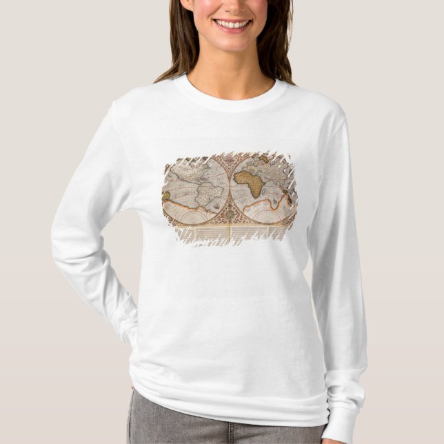 Double Hemisphere World Map, 1587 T-Shirt (Front)