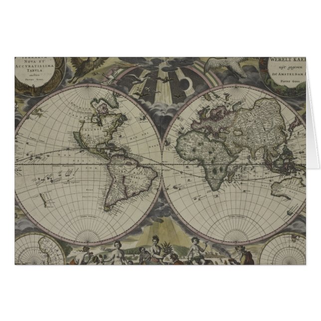 Double Hemisphere World Map | 1672 (Front Horizontal)