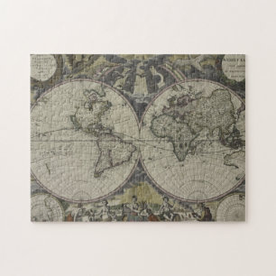 Double Hemisphere World Map   1672 Jigsaw Puzzle