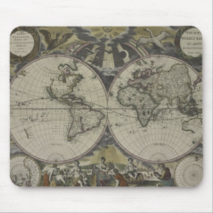 Double Hemisphere World Map   1672 Mouse Mat