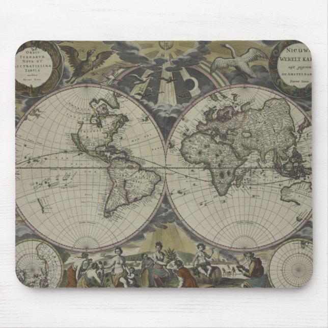Double Hemisphere World Map | 1672 Mouse Mat (Front)