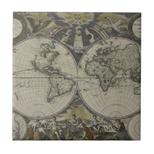 Double Hemisphere World Map   1672 Tile