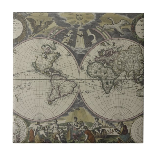Double Hemisphere World Map | 1672 Tile (Front)