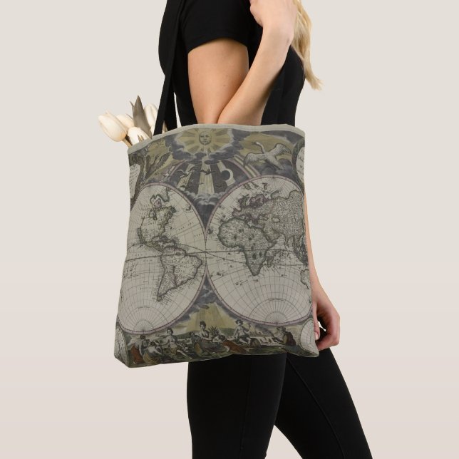 Double Hemisphere World Map | 1672 Tote Bag (Close Up)