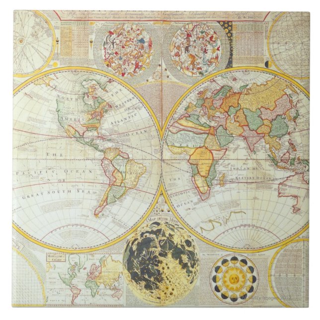 Double Hemisphere World Map Tile (Front)