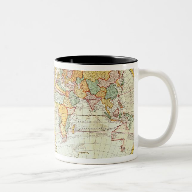 Double Hemisphere World Map Two-Tone Coffee Mug (Right)