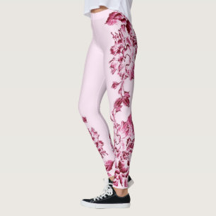 Double Hibiscus Pink on Lt Pink Leggings