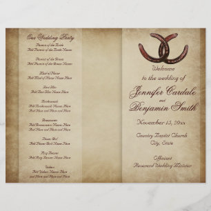 Double Horseshoe Country Western Wedding Program