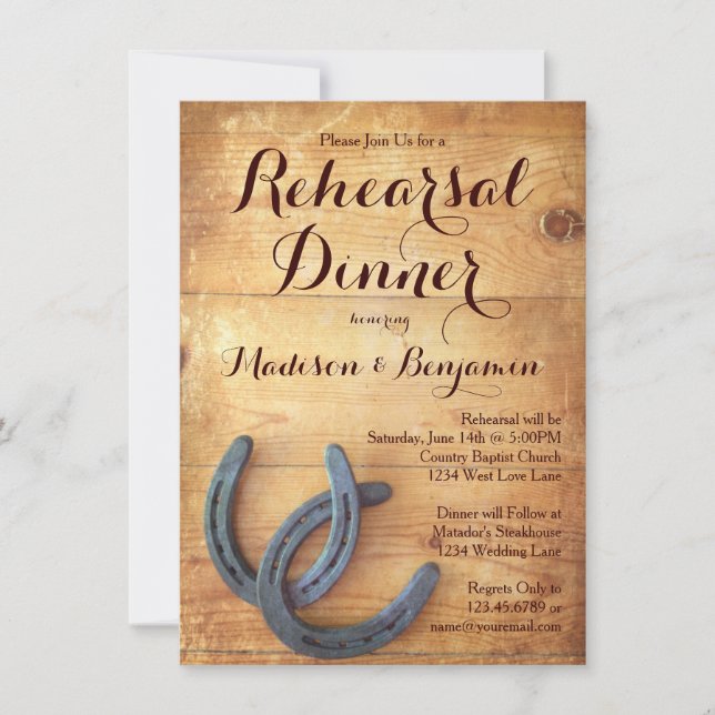 Double Horseshoes Rehearsal Dinner Invitations (Front)
