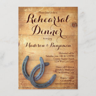 Double Horseshoes Rehearsal Dinner Invitations