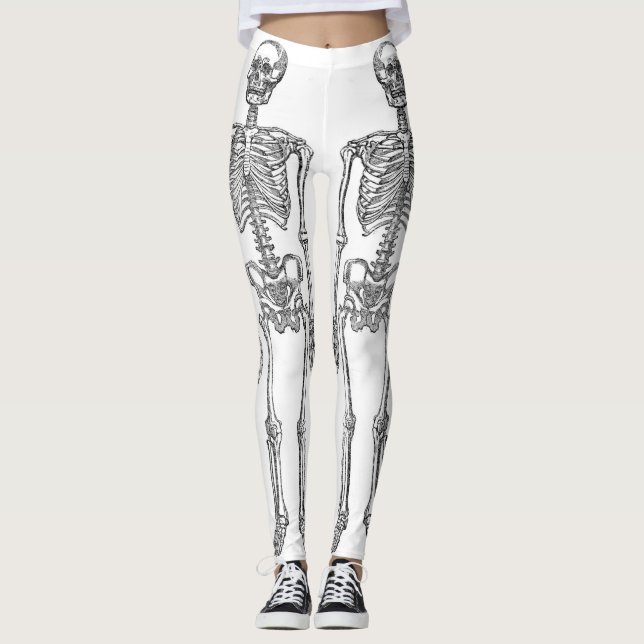 Double Human Skeletons Black Leggings (Front)