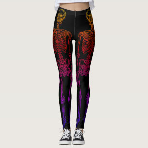 Double Human Skeletons Black Leggings