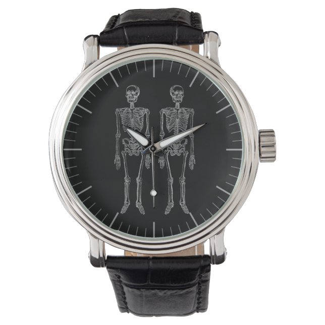 Double Human Skeletons White Watch (Front)