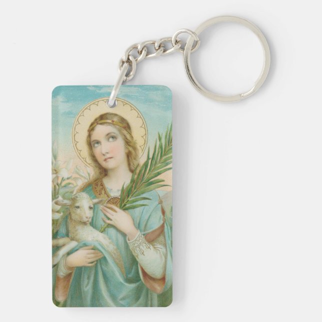 Double Image St. Agnes of Rome (MH 01) Key Ring (Back)