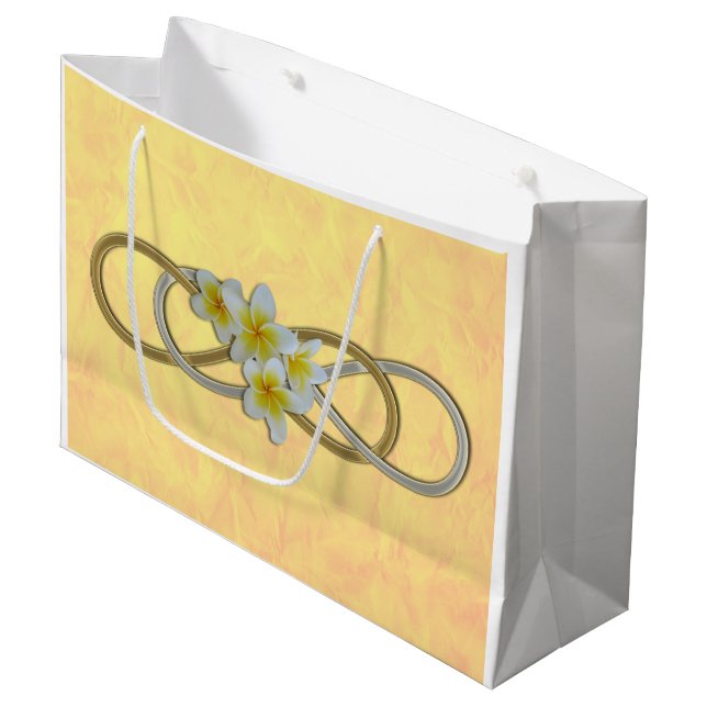 Double Infinity BiColor Frangipani + your backgr. Large Gift Bag (Front Angled)