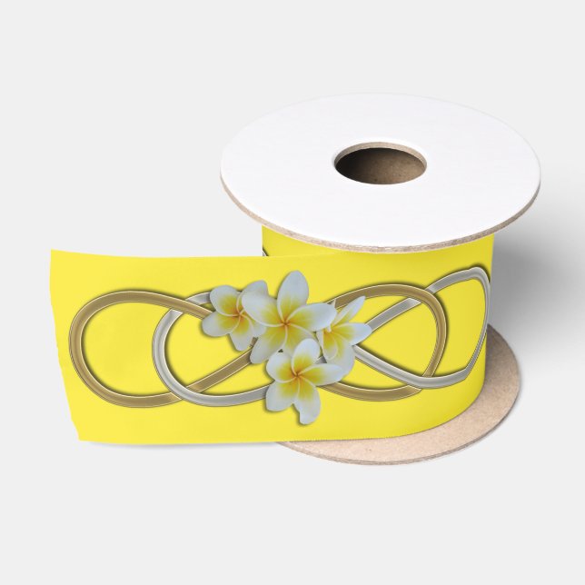 Double Infinity BiColor Frangipani + your backgr. Satin Ribbon (Spool)