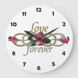 Double Infinity - Roses Love forever Large Clock