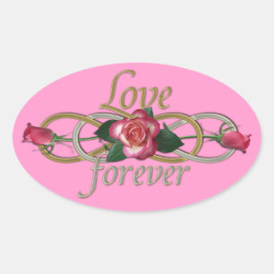 Double Infinity - Roses Love forever Oval Sticker