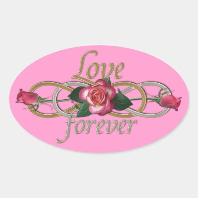 Double Infinity - Roses Love forever Oval Sticker (Front)
