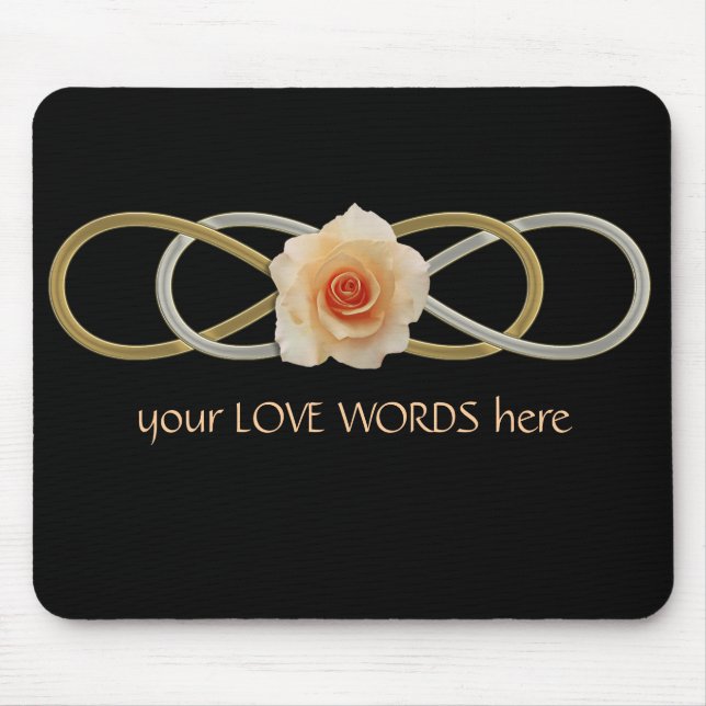 Double Infinity Silver Gold Rose Mouse Mat (Front)