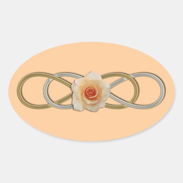 Double Infinity Silver Gold Rose Oval Sticker (Front)
