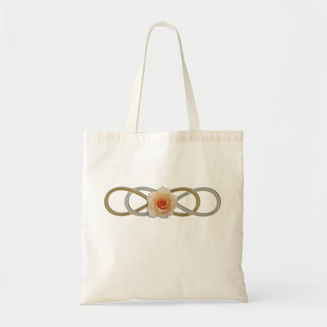 Double Infinity Silver Gold Rose Tote Bag (Front)