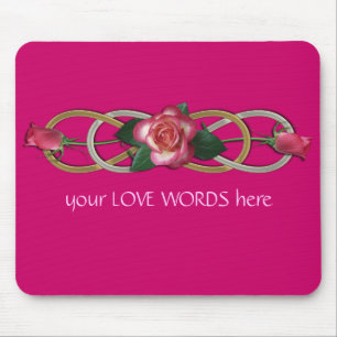 Double Infinity Silver Gold Roses Mouse Mat
