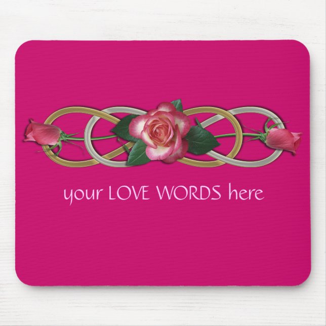 Double Infinity Silver Gold Roses Mouse Mat (Front)