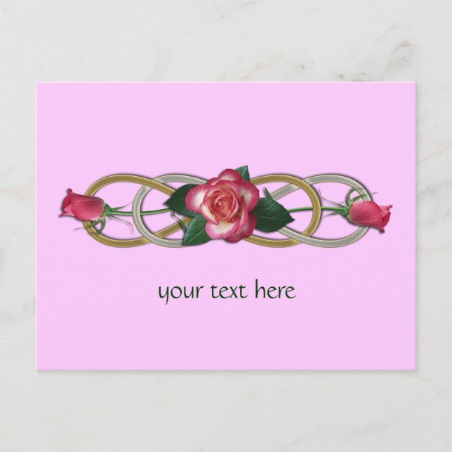 Double Infinity Silver Gold Roses Postcard (Front)