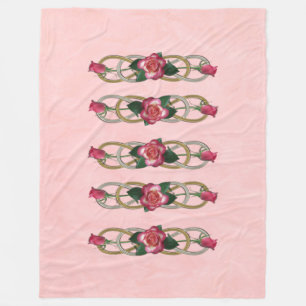 Double Infinity Silver Gold Roses + your backgr. Fleece Blanket