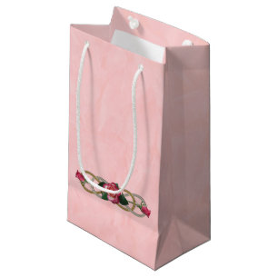 Double Infinity Silver Gold Roses + your backgr. Small Gift Bag