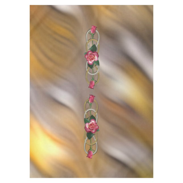 Double Infinity Silver Gold Roses + your backgr. Tablecloth (Front)