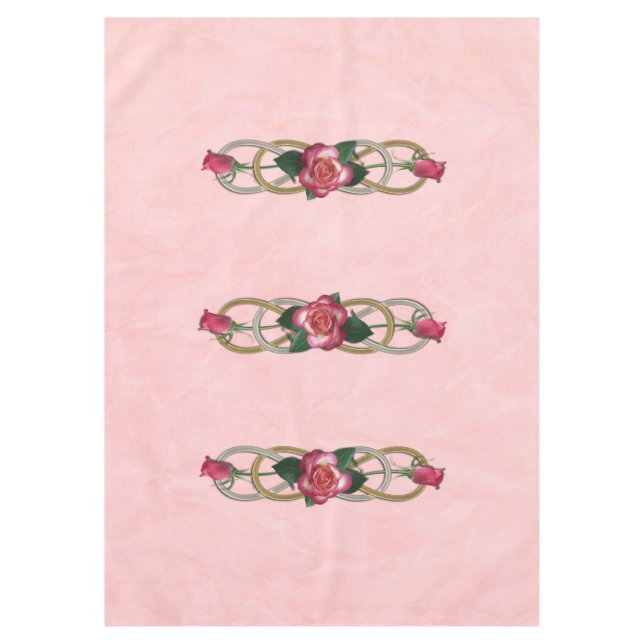Double Infinity Silver Gold Roses + your backgr. Tablecloth (Front)