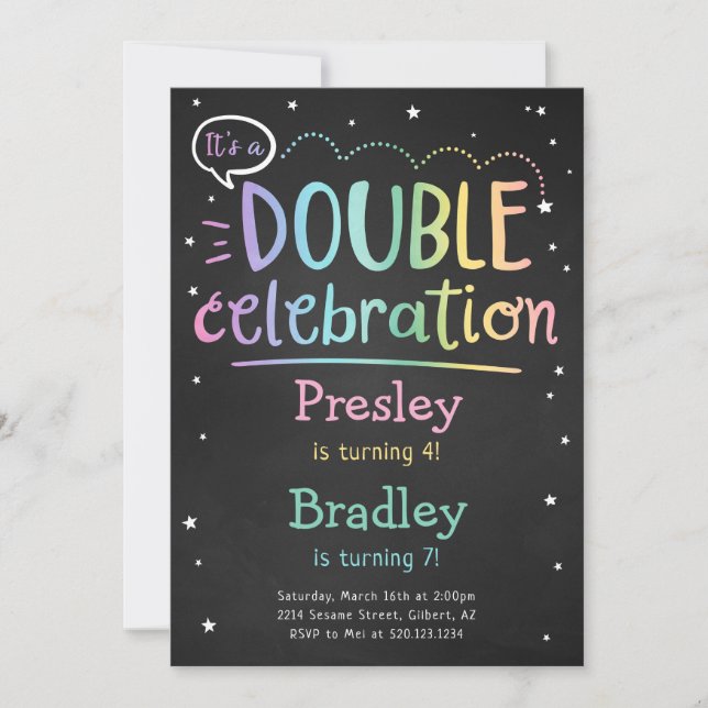 Double Joint Birthday Party Invitation (Front)
