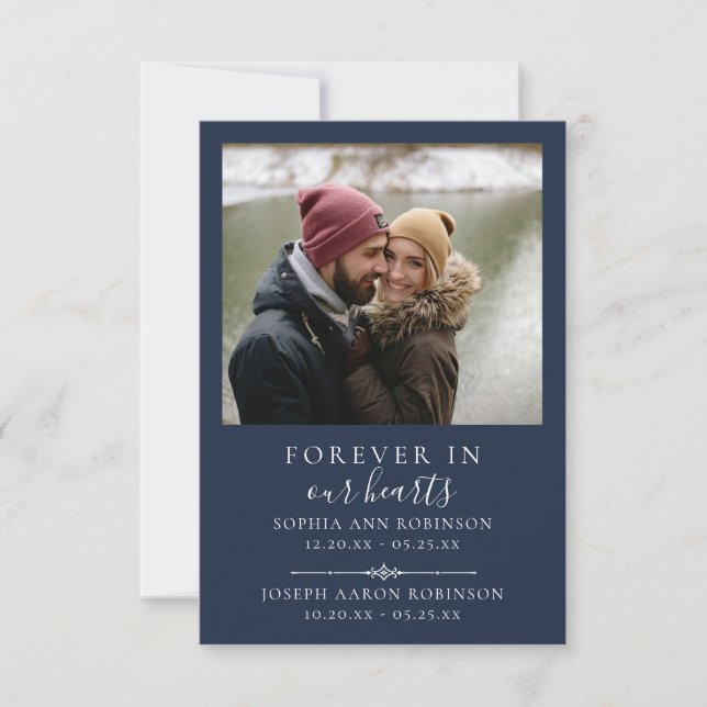 Double Joint Memorial Photo Blue Prayer Card (Front)