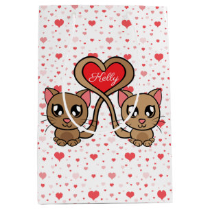 Double Kitty Love Medium Gift Bag