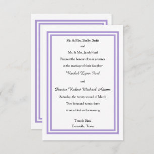 Double Lavender Trim - 3x5 Wedding Invitation