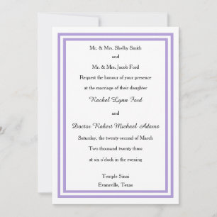 Double Lavender Trim -5x7Wedding Invitation