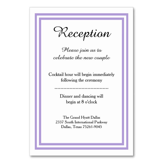 Double Lavender Trim -Reception Insert Card (Front)