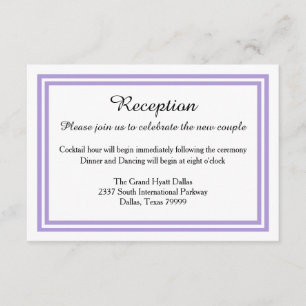 Double Lavender Trim - Reception Invition Enclosure Card