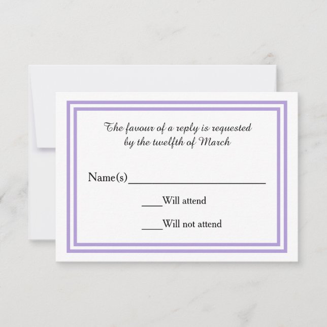 Double Lavender Trim - RSVP Card (Front)