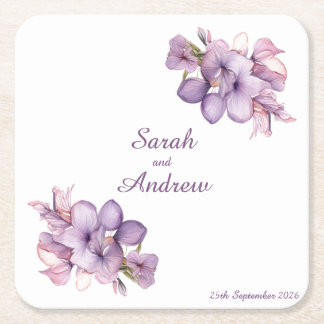 Double Lilah Flower: Personalized Wedding Coasters