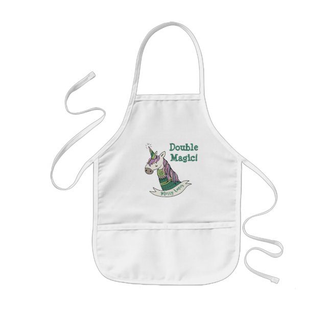 Double Magic Christmas Unicorn Kids Apron (Front)