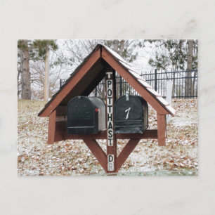 Double maiilbox under the roof postcard