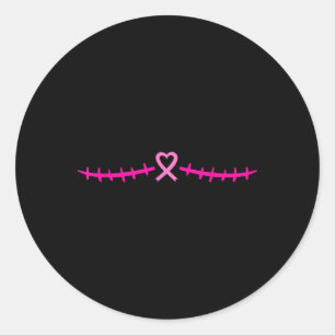 Double Mastectomy Breast Cancer Survivor Pink Ribb Classic Round Sticker