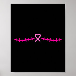 Double Mastectomy Breast Cancer Survivor Pink Ribb Poster