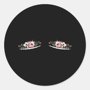 Double Mastectomy Scars with Flowers Breast Cancer Classic Round Sticker