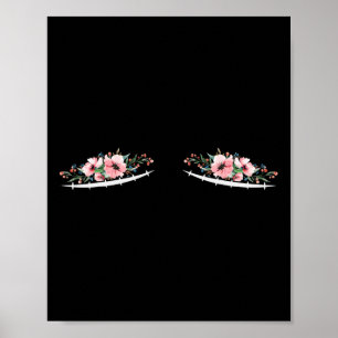 Double Mastectomy Scars With Flowers Breast Cancer Poster