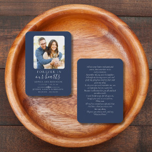 Double Memorial Funeral Photo Blue Prayer Card